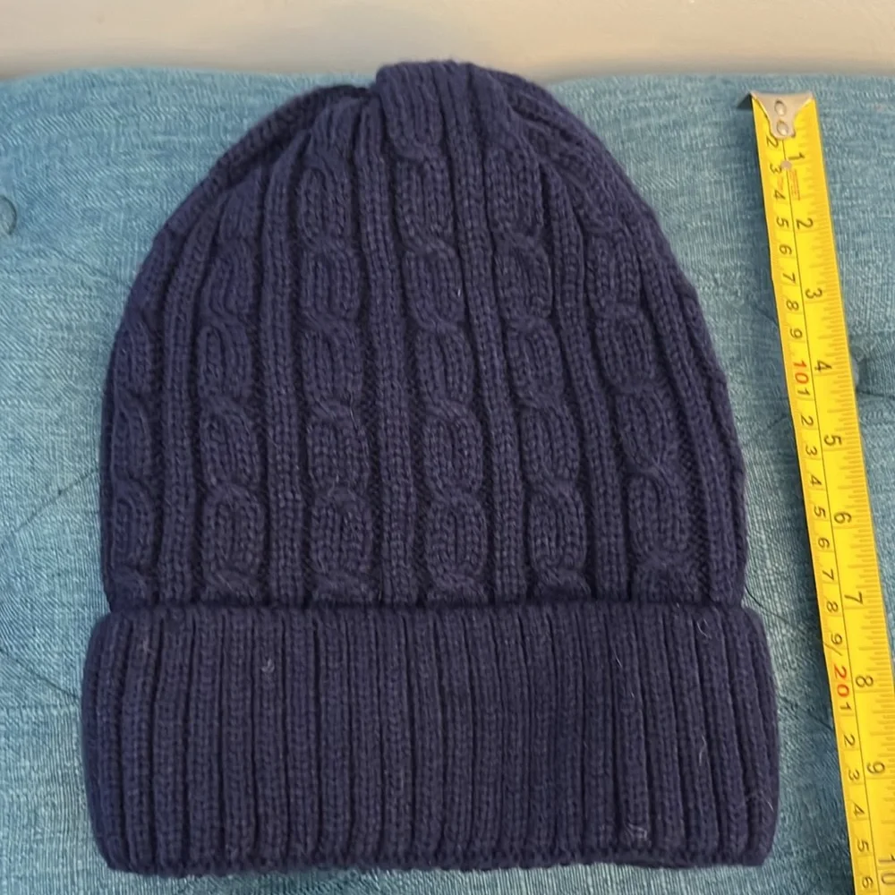 Dark Blue Cable Knit With Gray Fleece Interior-See Photos